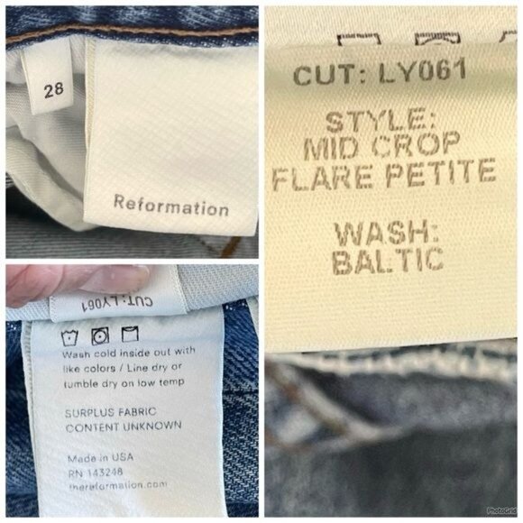 Reformation Petite Mid Crop raw hem Flare Jeans 28 Petite - Picture 8 of 10